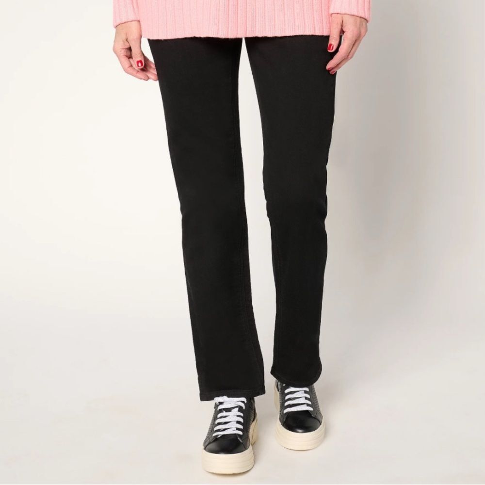 Denim & Co. Petite Comfy Knit Straight Leg Pull-On Jean Petite Small Black